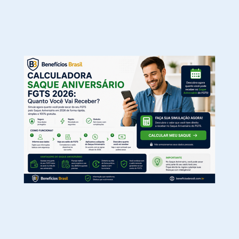 calculadora saque aniversário FGTS 2026 quanto vou receber