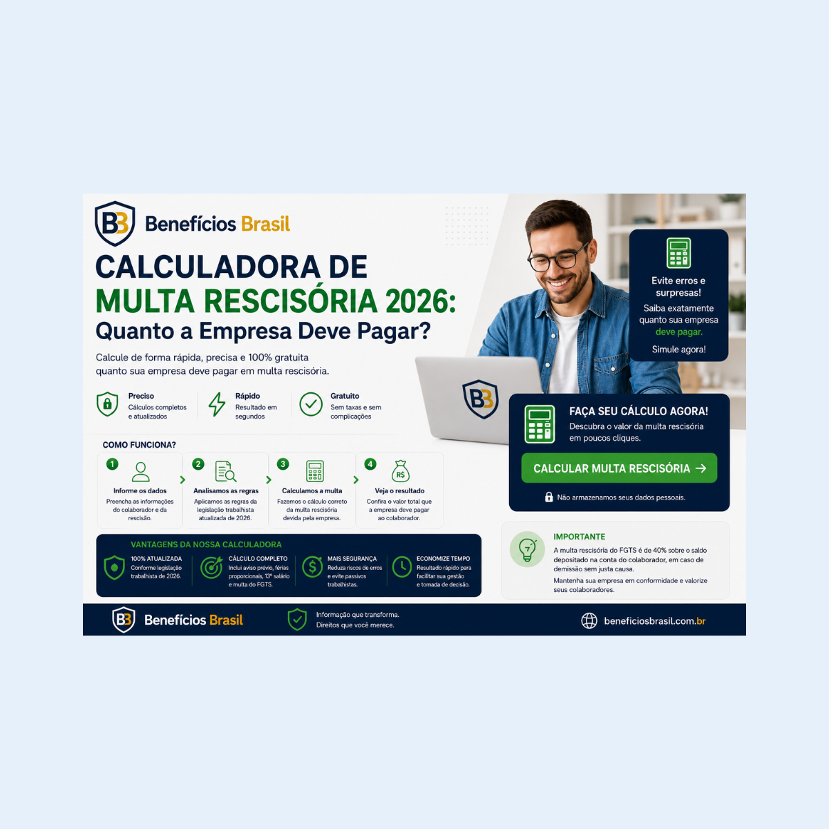 calculadora multa rescisória FGTS 2026 quanto a empresa deve pagar
