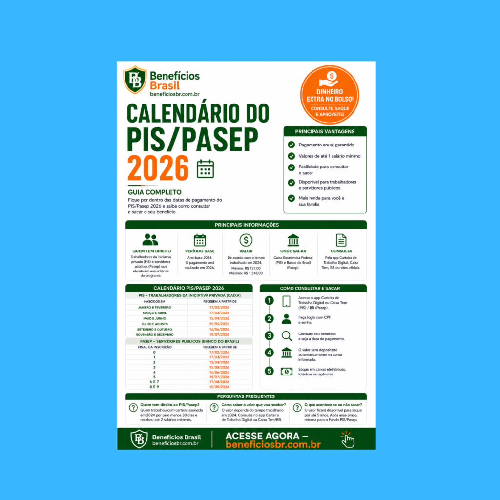 calendário do PIS/Pasep 2026