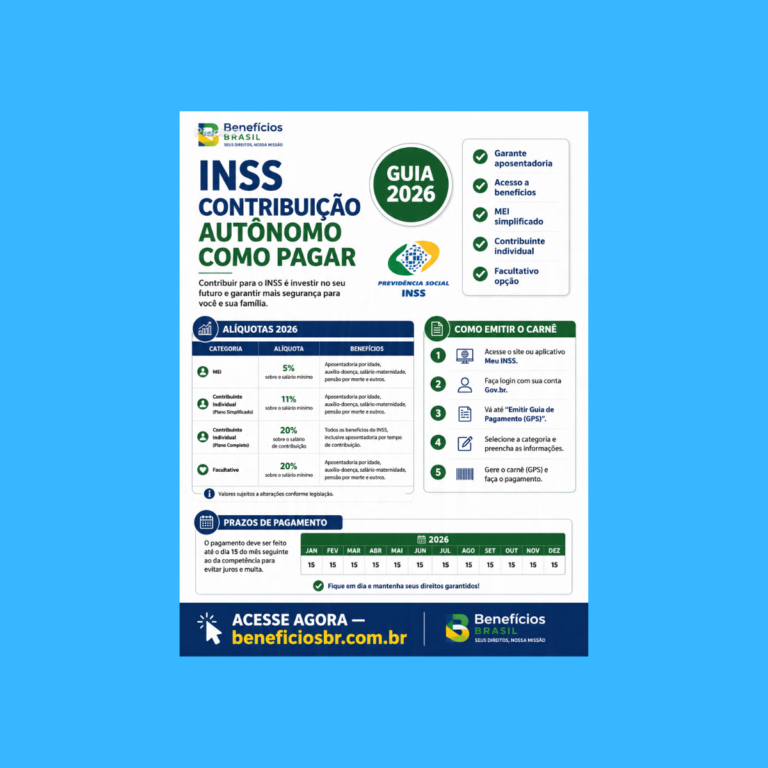 inss contribuicao autonomo como pagar 2026