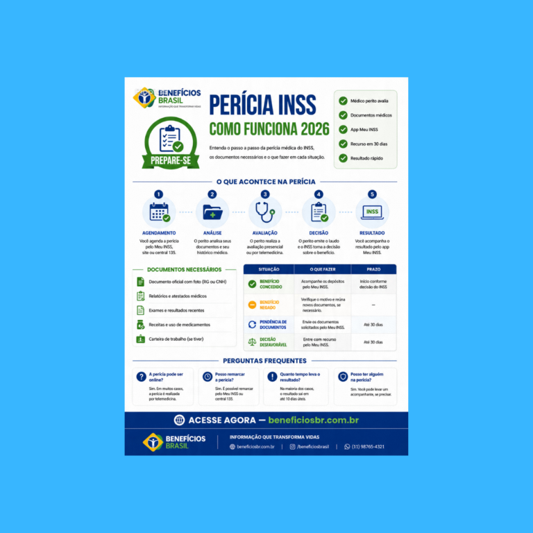 pericia inss como funciona 2026