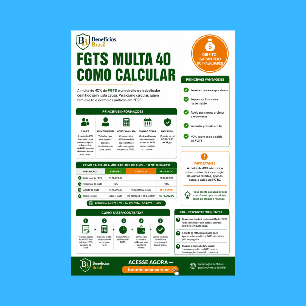 fgts multa 40% como calcular