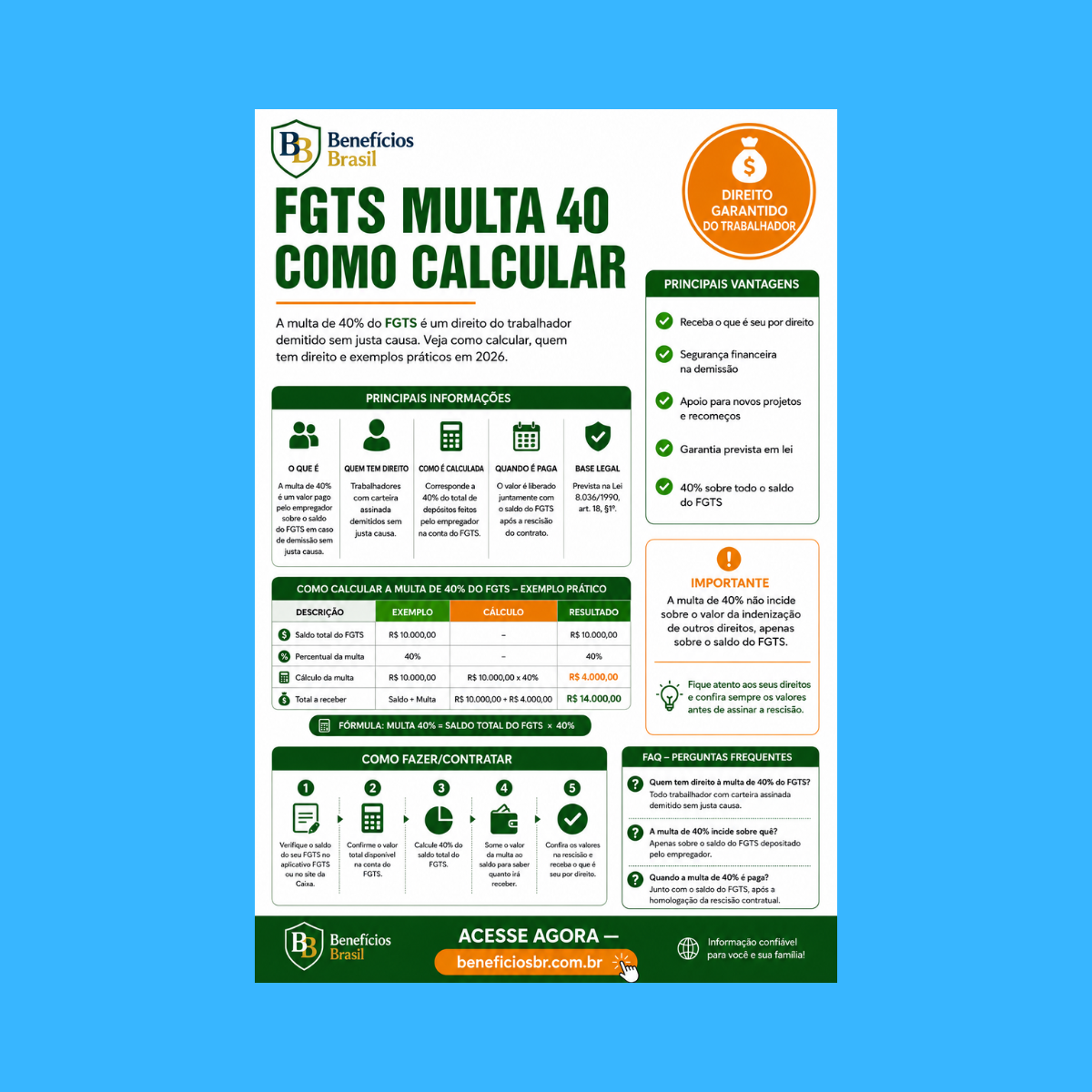 fgts multa 40 como calcular
