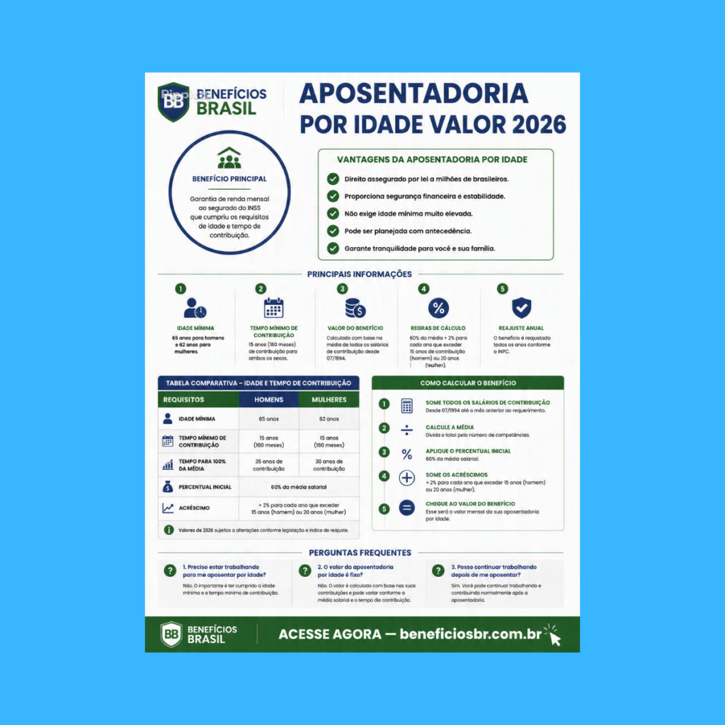 aposentadoria por idade valor 2026
