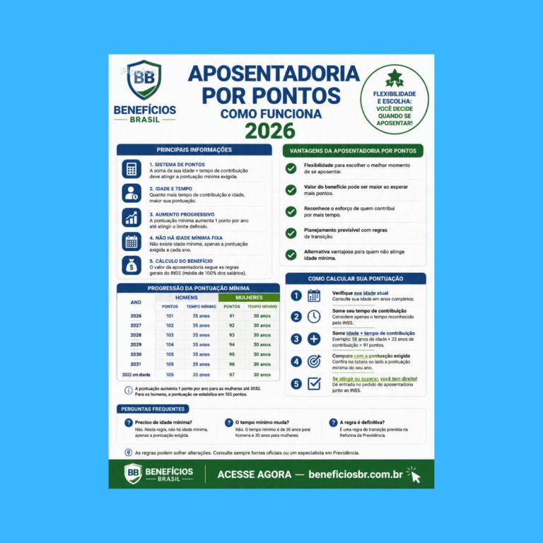 aposentadoria por pontos como funciona 2026