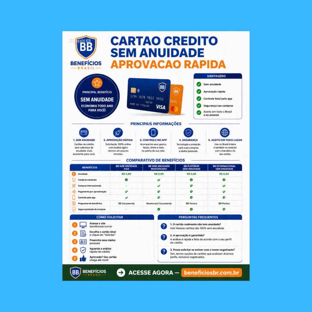 cartao credito sem anuidade aprovacao rapida