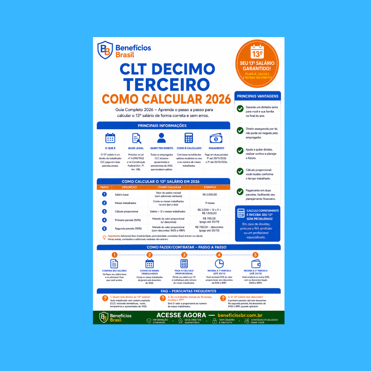 clt decimo terceiro como calcular 2026