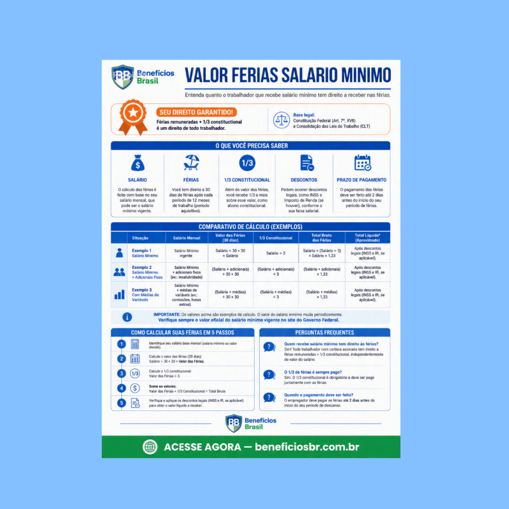 valor ferias salario minimo